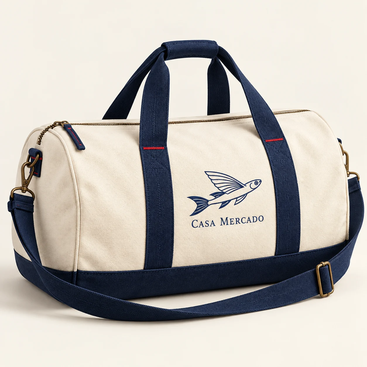 The Boat Duffle — Canvas boat bag, Natural / navy